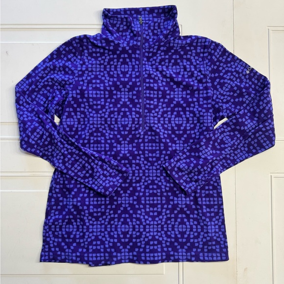 Columbia Tops - Columbia Fleece Pullover Sweater Size L Zip Lightweight Geometric Purple Blue